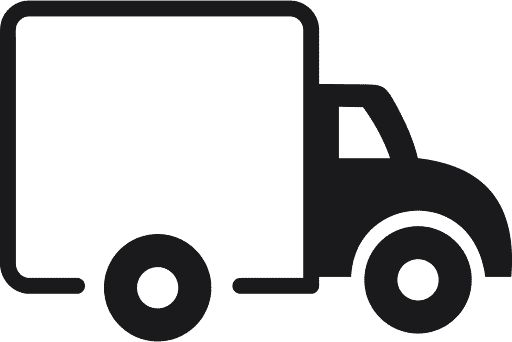 Black outline of a delivery truck on a transparent background